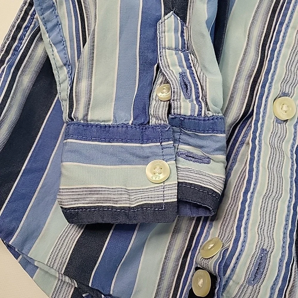 BABY GAP Y2K 2012‎ Button Up Blue Striped Shirt Toddler Boys 2T Years